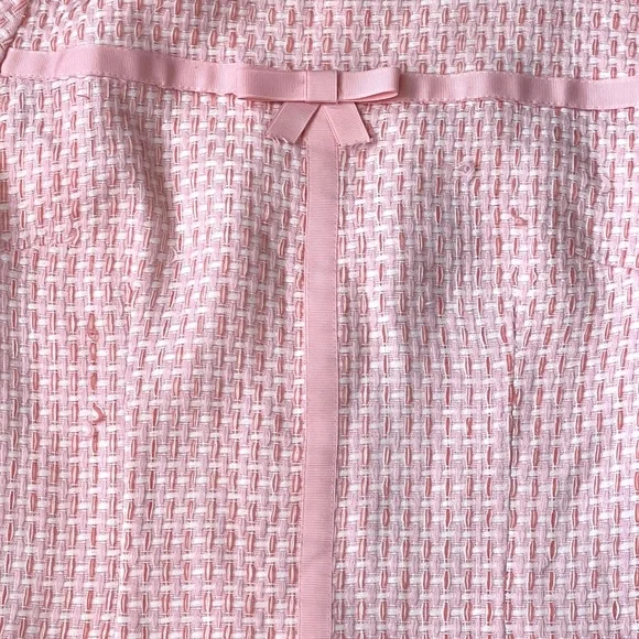 Vintage White & Pink Sheath Midi Dress plaid Tweed Cap Sleeves Size Large - Picture 13 of 13